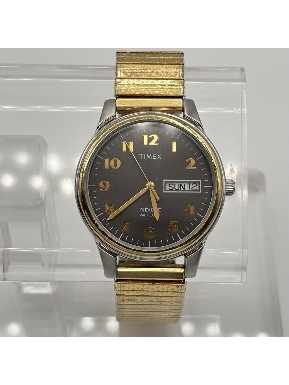 Timex Charles Street Indiglo Day-Date Two-Tone Watch 36mm Charcoal Dial